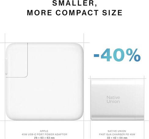 Native Union Fast GaN Charger PD 45W – Ultra-Compact Power Delivery Enabled USB-C – Made of Recycled Materials – for MacBook Air, iPads, iPhones, Pixel, Galaxy & Other USB-C Devices (White) in Saudi Arabia