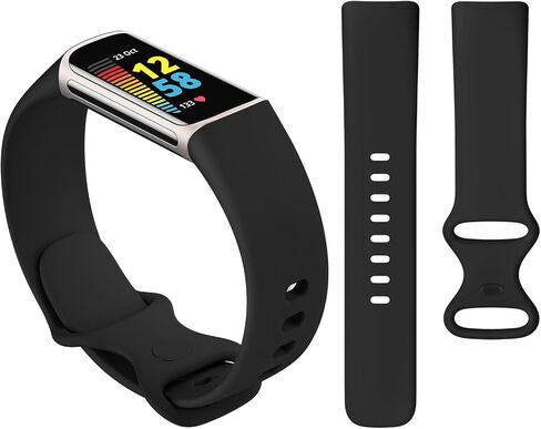 2 Pack Bands Compatible with Fitbit Charge 6 / Fitbit Charge 5 Bands for Women Men, Waterproof Classic Soft Sports Replacement Wristbands in Saudi Arabia