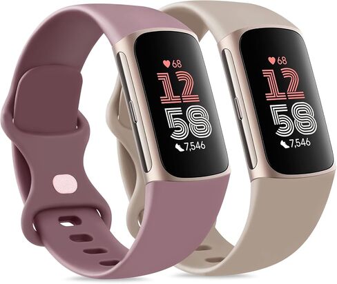 2 حزمة نطاقات متوافقة مع Fitbit Charge 6 / Fitbit Charge 5 نطاقات للنساء الرجال ، معصم الاستبدال الرياضي الكلاسيكي المقاوم للماء in Kuwait