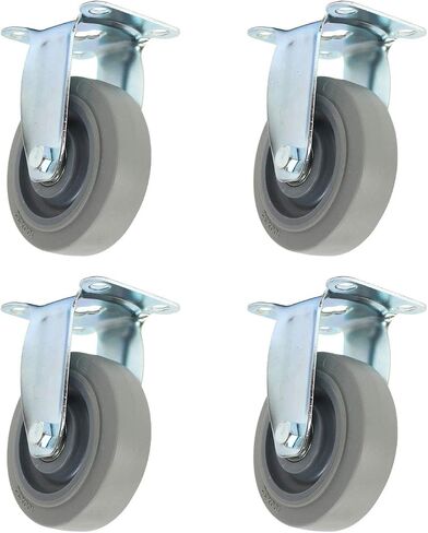 Set of 4 NK Rigid Plate Caster with 3" x 2-1/2" Non Marking Soft Gray Rubber TPR Wheel in Saudi Arabia