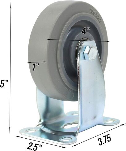 Set of 4 NK Rigid Plate Caster with 3" x 2-1/2" Non Marking Soft Gray Rubber TPR Wheel in Saudi Arabia