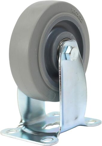 Set of 4 NK Rigid Plate Caster with 3" x 2-1/2" Non Marking Soft Gray Rubber TPR Wheel in Saudi Arabia
