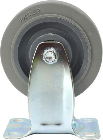Set of 4 NK Rigid Plate Caster with 3" x 2-1/2" Non Marking Soft Gray Rubber TPR Wheel in Saudi Arabia