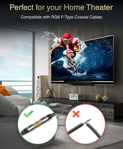 موصل كابل محوري BlueRigger 90 درجة (5 حزم، محول RG6 Coax 90D، موصلات محورية من النوع F بزاوية قائمة، محولات ذكر إلى أنثى) - متوافق مع HDTV، الهوائي، المودم، صندوق الكابل، CATV in Saudi Arabia