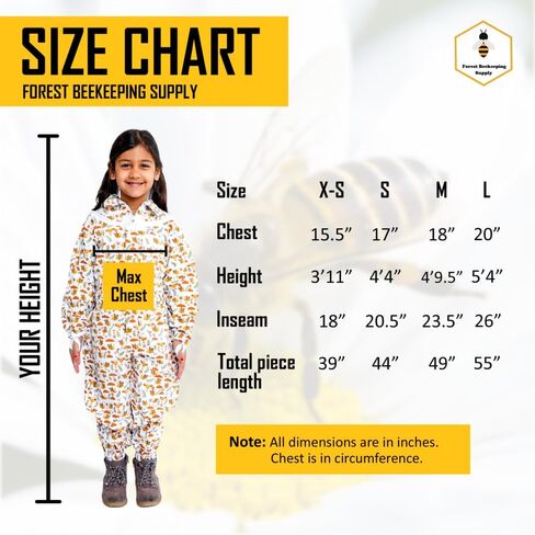 FOREST BEEKEEPING SUPPLY- Kids Full Body Bee Suit. Cotton twill soft to Children’s skin tuff to bee Stings with Veil in Kuwait