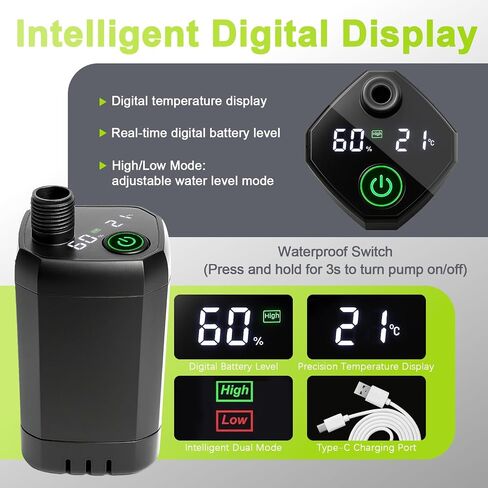 Rechargeable Camping Shower Pump, 9000mAh Portable Shower for Camping, 4 Sprayer Modes Electric Outdoor Shower Head IPX7 Waterproof USB Battery Powered Kit with 5 Gallon Bucket&Foot Pad in Saudi Arabia