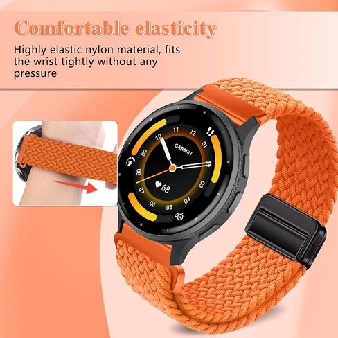 Magnetic Braided Watch Bands Compatible with Garmin Venu 3 45mm/Venu 2/Garmin vivoactive 4/Garmin Forerunner 265/255/255 Music,22mm Wristband,Replacement Nylon Sport Strap for Women Men in Kuwait