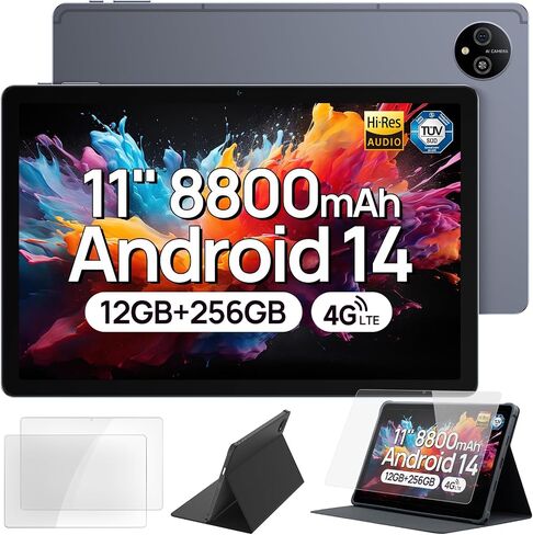 Ulefone Android Tablet, Android 14 Tab A11 Tablet, 10GB RAM + 128GB ROM (1TB TF) Gaming Tablet, 11" Display Tablet 8800mAh, Widevine L1 Quad Stereo Speaker, 16MP + 8MP Camera, 4G Dual SIM Tablet PC in Saudi Arabia