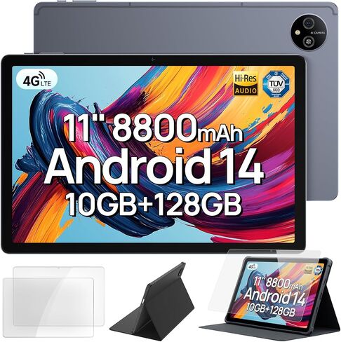 Ulefone Android Tablet, Android 14 Tab A11 Tablet, 10GB RAM + 128GB ROM (1TB TF) Gaming Tablet, 11" Display Tablet 8800mAh, Widevine L1 Quad Stereo Speaker, 16MP + 8MP Camera, 4G Dual SIM Tablet PC in Saudi Arabia