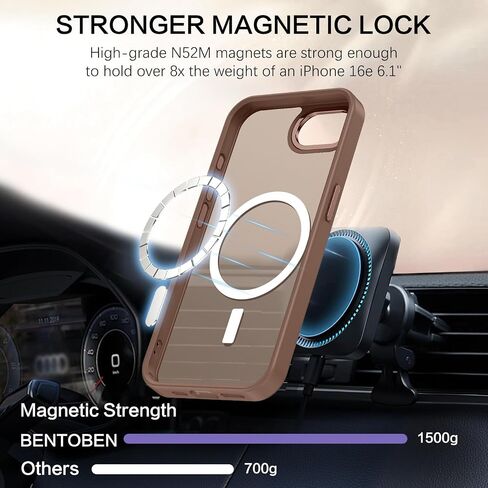 BENTOBEN for iPhone 16e Case, Magnetic iPhone 16e Phone Case [Compatible with Magsafe] Translucent Matte Phone Case iPhone 16e Slim Fit Shockproof Protective Cover for iPhone 16e 2025, Desert Titanium in Saudi Arabia