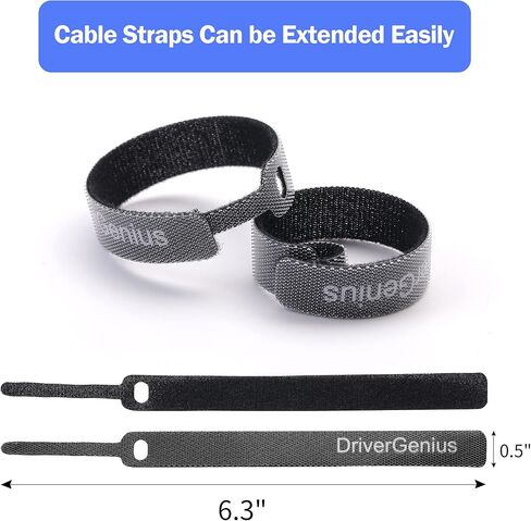 DriverGenius ZD-160 | Reusable Adjustable Cable Straps Wire Ties 40PCS for Cable Management | 6.3 inch | Black in Saudi Arabia