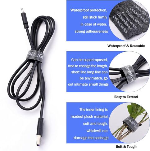 DriverGenius ZD-160 | Reusable Adjustable Cable Straps Wire Ties 40PCS for Cable Management | 6.3 inch | Black in Saudi Arabia