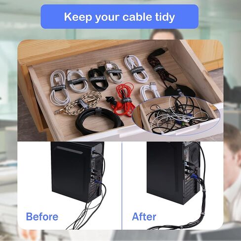DriverGenius ZD-160 | Reusable Adjustable Cable Straps Wire Ties 40PCS for Cable Management | 6.3 inch | Black in Saudi Arabia
