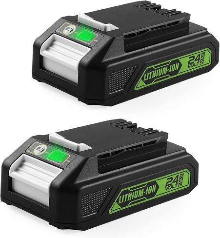 energup 2Pack Replacement Greenworks 24V Lithium Battery 3.5Ah 29842 29852 29322 BAG709 BAG710 20352 22232 2508302 for Greenworks 2X24V (48V) + 2Port 29862 Charger for G-24 Greenworks 24V Battery in Kuwait