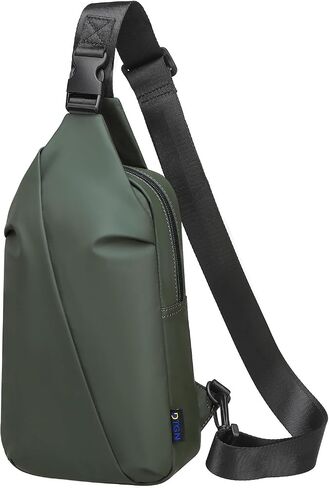 Small Sling Bag, Waterproof Nylon 7.9 Inch Crossbody Chest Bags Daypack Backpack with Anti-theft Pocket for Men Women (Dark Green) in Kuwait
