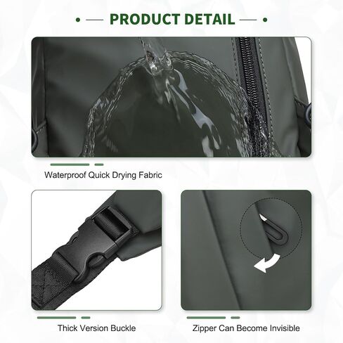 Small Sling Bag, Waterproof Nylon 7.9 Inch Crossbody Chest Bags Daypack Backpack with Anti-theft Pocket for Men Women (Dark Green) in Kuwait