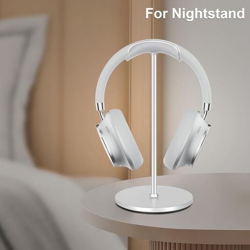 T-fun Headphone Stand, Curved Headset Stand with Aluminum Rod ABS Solid Base Gaming Headset Holder for Desk Headphone Accessories for Organization and Display, Silver in Saudi Arabia