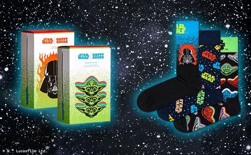 Happy Socks x Star Wars Socks - 6-Pack Gift Box for Great Fans - with Yoda and Darth Vader Designs in Saudi Arabia