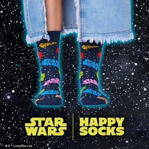 Happy Socks x Star Wars Socks - 6-Pack Gift Box for Great Fans - with Yoda and Darth Vader Designs in Saudi Arabia