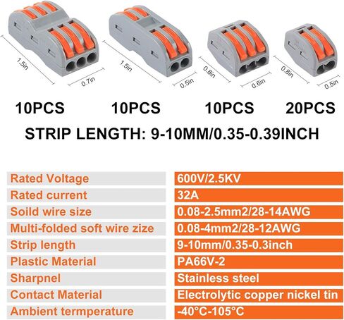 15pcs Connectors, Compact Wire Conductor Connector Quick Wiring Cable Connector,Butt Terminal Connectors CE Listed and RoHS Compliant（2 in 4 aus und 2 in 6 aus） in Saudi Arabia