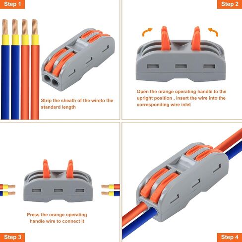 15pcs Connectors, Compact Wire Conductor Connector Quick Wiring Cable Connector,Butt Terminal Connectors CE Listed and RoHS Compliant（2 in 4 aus und 2 in 6 aus） in Saudi Arabia