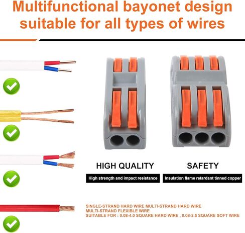 15pcs Connectors, Compact Wire Conductor Connector Quick Wiring Cable Connector,Butt Terminal Connectors CE Listed and RoHS Compliant（2 in 4 aus und 2 in 6 aus） in Saudi Arabia