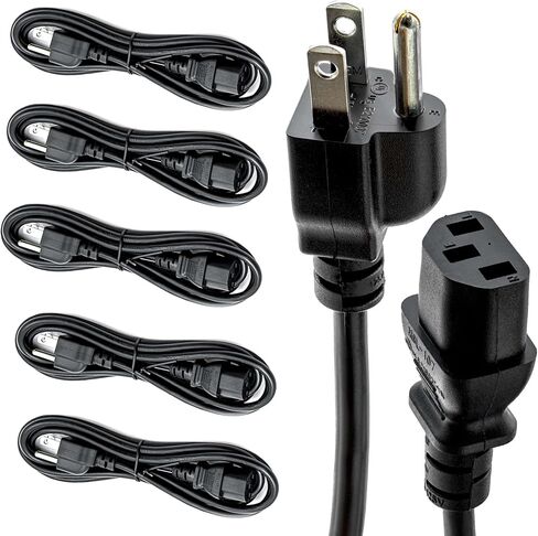15ft (4.5M) - 2 Pack Universal Computer Monitor Power Cord, C13 Power Cable for Monitor, PC, Desktop, Printer, Scanner, 10Amps UL Approved 18/3 GA NEMA 5-15P to IEC13 in Kuwait