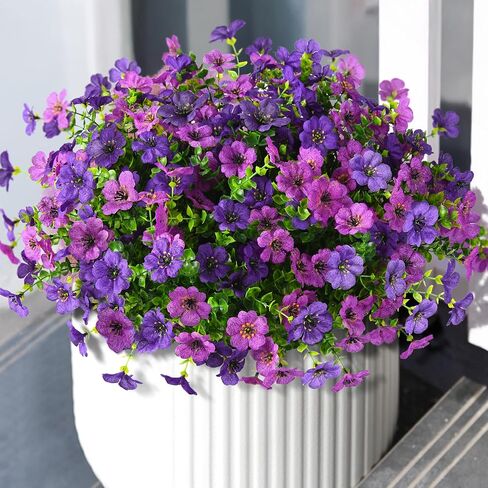 Artificial Faux Plants Flowers Outdoors Spring Summer Decoration, 12 Bundles Faux Silk Colorful Daisy Flowers Look Real UV Resistant No Fade for Garden Porch Window Box Pot Planters Decor(Mix) in Saudi Arabia
