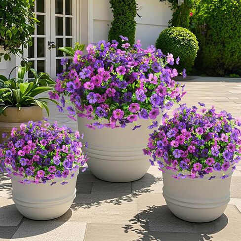 Artificial Faux Plants Flowers Outdoors Spring Summer Decoration, 12 Bundles Faux Silk Colorful Daisy Flowers Look Real UV Resistant No Fade for Garden Porch Window Box Pot Planters Decor(Mix) in Saudi Arabia