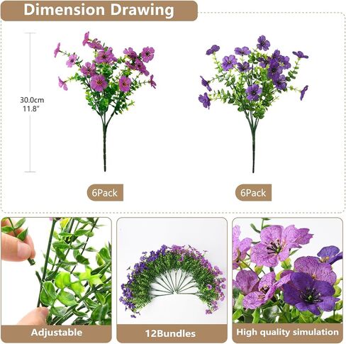 Artificial Faux Plants Flowers Outdoors Spring Summer Decoration, 12 Bundles Faux Silk Colorful Daisy Flowers Look Real UV Resistant No Fade for Garden Porch Window Box Pot Planters Decor(Mix) in Saudi Arabia