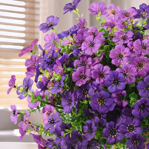 Artificial Faux Plants Flowers Outdoors Spring Summer Decoration, 12 Bundles Faux Silk Colorful Daisy Flowers Look Real UV Resistant No Fade for Garden Porch Window Box Pot Planters Decor(Mix) in Saudi Arabia