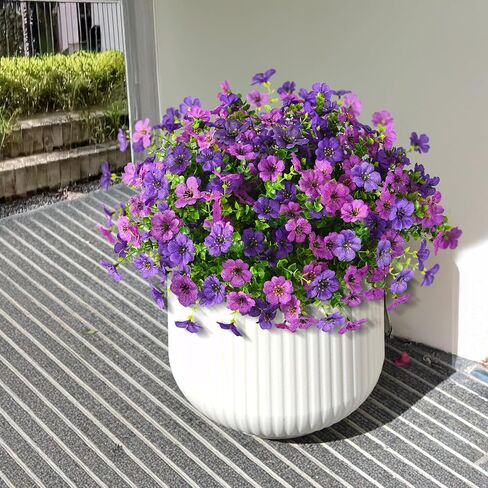 Artificial Faux Plants Flowers Outdoors Spring Summer Decoration, 12 Bundles Faux Silk Colorful Daisy Flowers Look Real UV Resistant No Fade for Garden Porch Window Box Pot Planters Decor(Mix) in Saudi Arabia