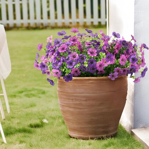 Artificial Faux Plants Flowers Outdoors Spring Summer Decoration, 12 Bundles Faux Silk Colorful Daisy Flowers Look Real UV Resistant No Fade for Garden Porch Window Box Pot Planters Decor(Mix) in Saudi Arabia