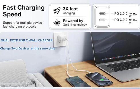 USB C Charger Block,Cabepow [2Pack] 40W Dual Port Type C Charging Blocks,USB C Wall Plug Adapter Cube Replacement for iPhone 15/15 Plus/15 Pro/15 Pro Max,14/13/12 Series,Galaxy,Pixel 4/3,iPad Pro in Saudi Arabia