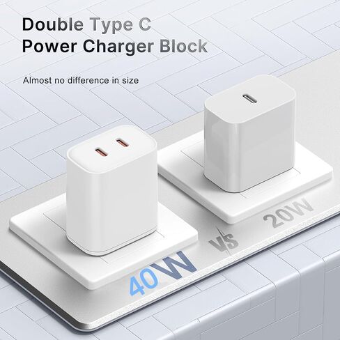USB C Charger Block,Cabepow [2Pack] 40W Dual Port Type C Charging Blocks,USB C Wall Plug Adapter Cube Replacement for iPhone 15/15 Plus/15 Pro/15 Pro Max,14/13/12 Series,Galaxy,Pixel 4/3,iPad Pro in Saudi Arabia