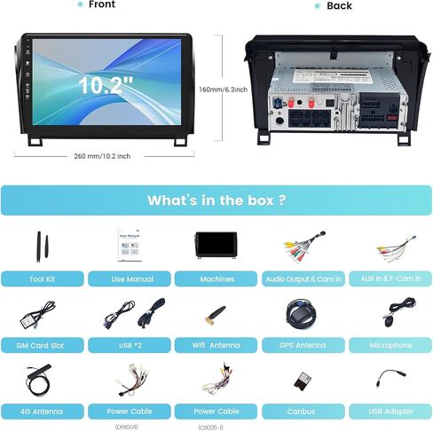Roadanvi X12 Car Stereo for Toyota Tundra 2007-2013,Wireless Carplay, Android Auto,Car Radio, 1280x720, QLED, Head Unit, WiFi 4G LTE, 8 Core, GPS Navigation, 10.2" Touch Screen 4G+64G in Saudi Arabia