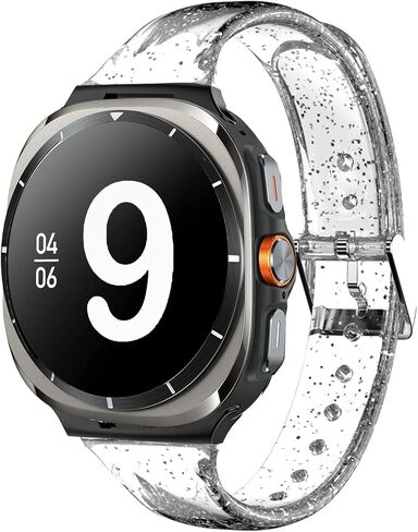 متوافق مع Galaxy Watch Ultra 47mm LTE Band ، Women Soft Silicone Glitter Clear Sport Strap متوافق مع Galaxy Watch Ultra 47mm LTE Smartwatch in Kuwait