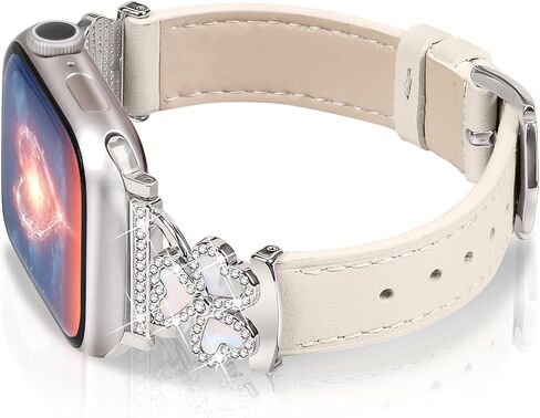 نطاقات جلدية Oulucci متوافقة مع Apple Watch Band 40/38/41/42/44/45/46/49mm حزام جلدي نحيف الأرسام مع مصمم Three Hearts Design Buckle Iswatch Bands for Women Series 10/9/7/6/6/5/2/2/2/1. in Kuwait