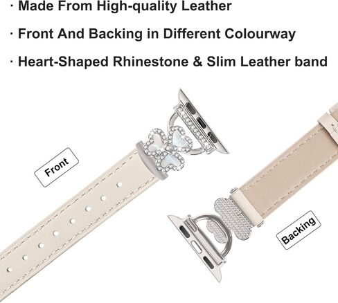 نطاقات جلدية Oulucci متوافقة مع Apple Watch Band 40/38/41/42/44/45/46/49mm حزام جلدي نحيف الأرسام مع مصمم Three Hearts Design Buckle Iswatch Bands for Women Series 10/9/7/6/6/5/2/2/2/1. in Kuwait
