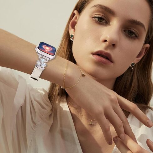 نطاقات جلدية Oulucci متوافقة مع Apple Watch Band 40/38/41/42/44/45/46/49mm حزام جلدي نحيف الأرسام مع مصمم Three Hearts Design Buckle Iswatch Bands for Women Series 10/9/7/6/6/5/2/2/2/1. in Kuwait