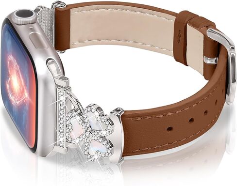 نطاقات جلدية Oulucci متوافقة مع Apple Watch Band 40/38/41/42/44/45/46/49mm حزام جلدي نحيف الأرسام مع مصمم Three Hearts Design Buckle Iswatch Bands for Women Series 10/9/7/6/6/5/2/2/2/1. in Kuwait