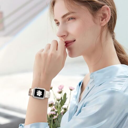 فرقة محفورة + سحر + علبة لفرقة Apple Watch 38 مم 40 مم 41 مم 42 مم 44 مم 45 مم ، وأشرطة رياضية للسيليكون الناعمة مع مصد بريق واقية لسلسلة IWatch 9 8 7 6 5 4 3 2 1 SE in Kuwait