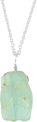 Thecraftman Natural Chrysoprase Necklace, Raw Gemstone Pendant Necklace, Genuine Rough Gemstone, Birthstone, Gift for Her, Healing Stone, 18 Inch in Saudi Arabia