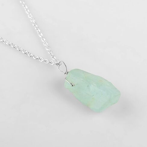 Thecraftman Natural Chrysoprase Necklace, Raw Gemstone Pendant Necklace, Genuine Rough Gemstone, Birthstone, Gift for Her, Healing Stone, 18 Inch in Saudi Arabia