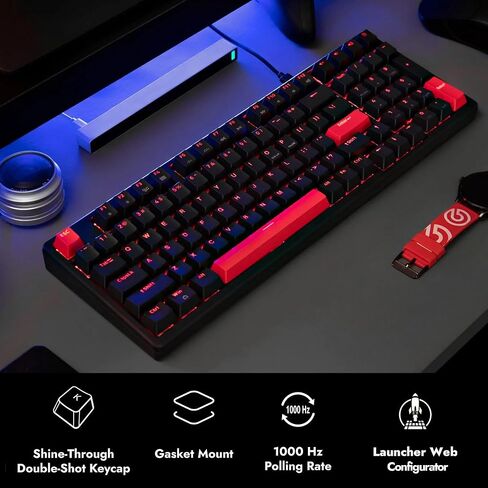 X5 Wired Gaming LED Backlight QMK/Launcher Mechanical Keyboard for Windows/Linux, Customize keymaps, Double-Shot keycaps, Keychron Mechanical Brown Switch, Perfect for Both Gaming and Work in Saudi Arabia