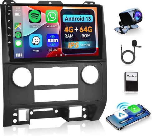 2G+64G Wireless Carplay Radio for Ford Escape Kuga 2007-2012, Rimoody Android 13 Car Stereo for Mazda Tribute 2007-2012 Android Auto 9 Inch Touchscreen GPS WiFi Bluetooth FM/RDS EQ + Backup Camera in Kuwait