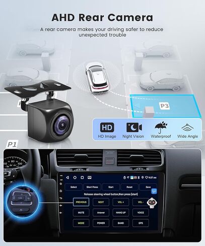 2G+64G Wireless Carplay Radio for Ford Escape Kuga 2007-2012, Rimoody Android 13 Car Stereo for Mazda Tribute 2007-2012 Android Auto 9 Inch Touchscreen GPS WiFi Bluetooth FM/RDS EQ + Backup Camera in Kuwait