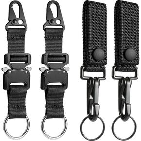 Tactical Keychain with Heavy Duty Quick Release Metal Buckle and Heavy Duty Belt Keeper Clip Key Holder with Metal Snap