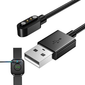 Smart Watch Magnetic 3.3 FT USB Charging Cable 2 Pin Cord for SW021 SW023,Smart Watch Charger USB Charging Cable for ID205L ID205U ID205S SW025 Uwatch 3S 3 2 2S(1 Pack)