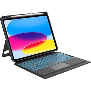 KVAGO Keyboard Case for iPad 11th(A16, 2025)/ 10th Gen, 7 Colors Backlit, Multi-Touch Trackpad, Portrait/Landscape, Magnetic Detachable Keyboard, Rugged Protective Case with Pencil Holder, Black